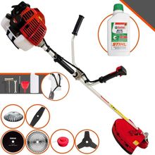Roçadeira Profissional Kawashima Kw52l À Gasolina 52c 2,5hp + Faca 2 Pontas + Faca 40 Dentes + Faca 80 Dentes + Escova