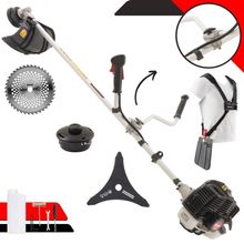 Roçadeira Profissional Lateral Kawashima Kw43le À Gasolina 43cc 1,7hp Com Faca 3 Pontas + Faca 40 Dentes Duraline 255mm