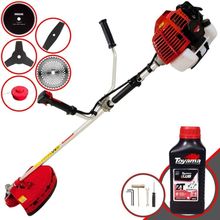 Roçadeira Kawashima Kw43l À Gasolina 43c 1,7hp + Faca 2 Pontas 330mm + Faca 40 Dentes 255mm + Faca 80 Dentes 255mm + Óleo
