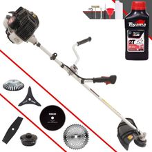 Roçadeira Kawashima Kw43le À Gasolina 43cc 1,7hp + Faca 2 Pontas + Faca 40 Dentes + Faca 80 Dentes + Escova 38 Cerdas