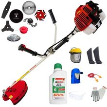 Roçadeira Kawashima Kw52l 52c 2,5hp + Faca 2 Pontas + Faca 40 Dentes + Faca 80 Dentes + Trimmer + Escova 38c + Faca 6 Pontas