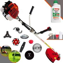 Roçadeira Kawashima Kw43l À Gasolina 43c 1,7hp + Faca 2 Pontas + Faca 40 Dentes + Faca 80 Dentes + Trimmer + Escova 38c