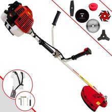 Roçadeira Lateral Kawashima Kw43l À Gasolina 43c 1,7hp + Faca 2 Pontas 330mm + Faca 40 Dentes 255mm + Faca 80 Dentes 25