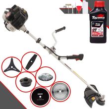 Roçadeira Kawashima Kw43le À Gasolina 43cc 1,7hp + Faca 2 Pontas + Faca 40 Dentes + Faca 80 Dentes + Escova 38 Cerdas