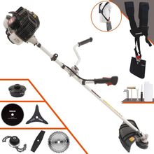 Roçadeira Profissional Lateral Kawashima Kw43le À Gasolina 43cc 1,7hp + Faca 2 Pontas 330mm + Faca 40 Dentes 255mm + Fa