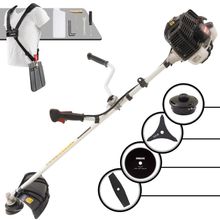 Roçadeira Profissional Lateral Kawashima Kw43le À Gasolina 43cc 1,7hp + Faca 2 Pontas Duraline 330mm 2,7mm + Faca 80 D