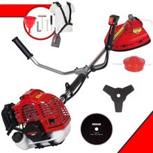 Roçadeira Profissional Lateral Kawashima Kw52l À Gasolina 52c 2,5hp Com Faca 3 Pontas + Faca 80 Dentes Duraline 255mm 1