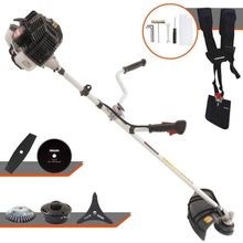 Roçadeira Profissional Lateral Kawashima Kw52le À Gasolina 52c 2,5hp 2t + Faca 2 Pontas 330mm + Faca 80 Dentes 255mm +