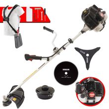 Roçadeira Profissional Lateral Kawashima Kw52le À Gasolina 52c 2,5hp Com Faca 3 Pontas + Faca 80 Dentes Duraline 255mm