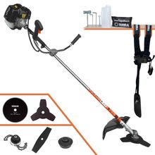 Roçadeira Profissional Lateral Terra Grh430 À Gasolina 43cc 2t 1,7hp + Faca 2 Pontas Duraline 330mm + Faca 80 Dentes Du