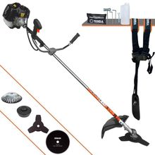 Roçadeira Profissional Lateral Terra Grh430 À Gasolina 43cc 1,7hp + Faca 80 Dentes Duraline 255mm 1,5mm + Escova Rotati
