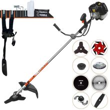 Roçadeira Profissional Terra Grh430 À Gasolina 43cc 1,7hp + Faca 2 Pontas + Faca 40 Dentes + Faca 80 Dentes + Faca 6 Po