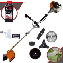 Roçadeira Profissional Terra Grhb430 À Gasolina 43cc 2t 1,7hp + Faca 3 Pontas + Faca 40 Dentes + Faca 80 Dentes + Óleo
