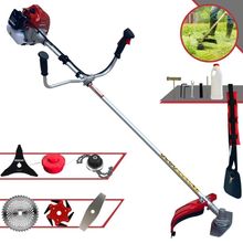Roçadeira Profissional À Gasolina Kawashima Bcj 620l 62cc 3hp 2t + Faca 3 Pontas 255mm + Faca 40 Dentes 255mm + Trimmer