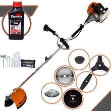 Roçadeira Profissional Terra Grhb430 À Gasolina 43cc 2t 1,7hp + Faca 3 Pontas + Faca 40 Dentes + Faca 80 Dentes + Escov