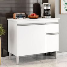 Balcão Gabinete De Pia Sem Tampo Tatiane 100cm 3 Portas 1 Gaveta - Ssx Multicoisas Branco