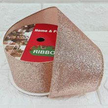 Rolo Fita Aramada Enfeite Natal Rose Gold 6,3cm 9m Kit 6pçs