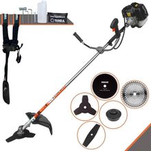 Roçadeira Profissional Lateral Terra Grh430 À Gasolina 43cc 1,7hp + Faca 2 Pontas 330mm 2,7mm + Faca 40 Dentes 255mm 2m