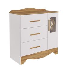 Cômoda Clara 1 Porta 3 Gavetas - Moveis Peroba Amendoa-branco