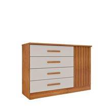 Cômoda Ripada Barcelona C- Sapateira 4 Gavetas Com 1 Porta Tcil Cinamomo-off White