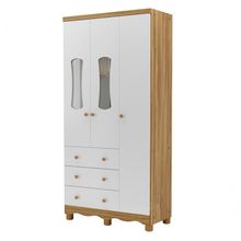 Armário Infatil 3 Portas 3 Gavetas Luna - Moveis Peroba Amendoa-branco
