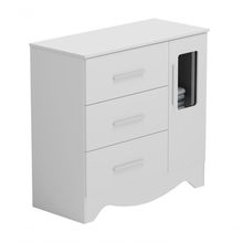 Comoda Popy Retro 1 Porta 3 Gavetas - Moveis Peroba Branco Brilho