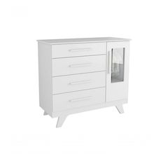 Cômoda 1 Porta 4 Gavetas Retrô - Moveis Peroba Branco Brilho