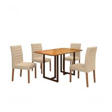 Conjunto Ibiza Com 4 Cadeiras E Base Goiás Bm Tubulares Cinamomo-linho 303