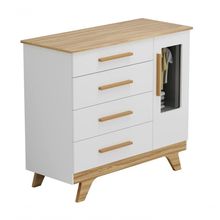 Cômoda 1 Porta 4 Gavetas Retrô - Moveis Peroba Amendoa/branco