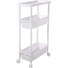Carrinho Organizador 3 Prateleiras Rack Multiuso Varanda Banheiro Brinquedos Quarto Estante Branco