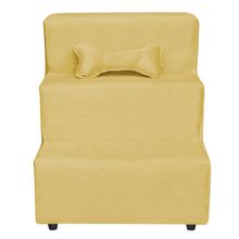 Escadinha Pet 3 Degraus Cachorro E Gato Veludo Amarelo