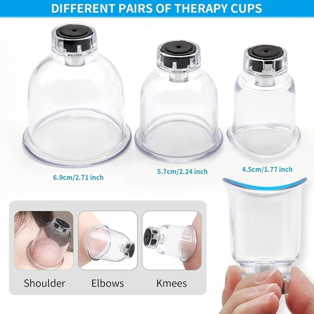 Encontraproduto.com.br - Ventosaterapia Eletrica Kit 6 Ventosas Copos Massageador Massoterapia Automatico Recarregavel Chines Acupuntura Terapia
