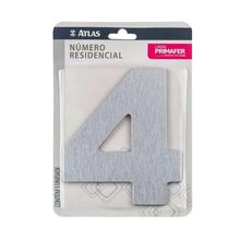 Número Residencial Adesivo Cromado 4 - Alumínio Composto Acm - Fita 3m Vhb - Interno-externo