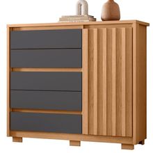 Cômoda Ripada Sapateira 5 Gavetas 1 Porta Duello Freijó/titanium