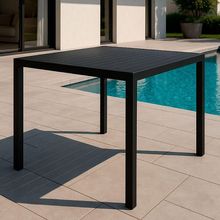 Mesa Ripada Retan. Alumínio 100x80cm Gourmet Acesse Móveis Preto