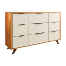 Comoda Buffet Olimpia 9 Gavetas 100% Mdf Móveis Europa Peroba/off White
