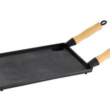 Bifeteira Chapa Ferro Fundido com Cabos de Madeira