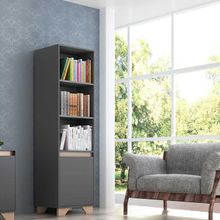 Estante Benevello 1 Porta 4 Prateleiras Mdp Grafite/Siena