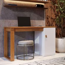 Escrivaninha Star Paris Para Escritório E Estudo Com Baú Multiuncional Nature Branco