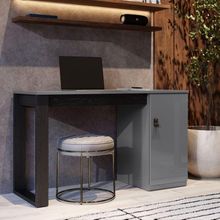 Escrivaninha Star Paris Para Escritório E Estudo Com Baú Multiuncional Preto Cinza