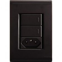 Conjunto Tramontina 4x2 2 Interruptores 1 Tomada Liz Grafite