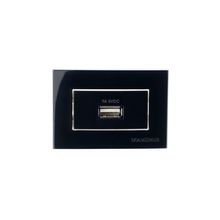 Placa Para Móveis 65x45 Com Tomada Carregador Usb-a Margirius Sleek 1a 5w Preto Ebony