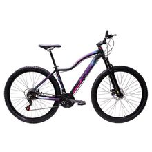Bicicleta Aro 29 Ksw Bike Feminina Shimano Freio A Disco 21 Marchas Preto Fos Pink Azul 17