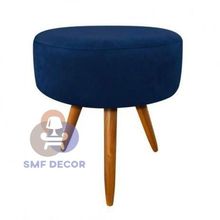 Puff Redondo Descanso Para Os Pés Com Pézinho Palito Smf Decor azul Marinho