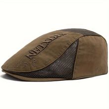 Boina Vintage Masculino Com Letras Bordado Ajustável Em Poliéster Respirável Preto Marrom