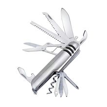Canivete Multifuncional Prateado Aço Inox Funções Camping
