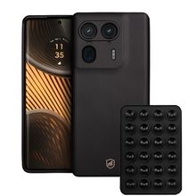 Kit Capa Silicon Veloz Para Moto Edge 50 Ultra Ventosa Preta