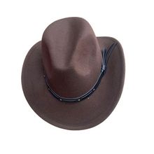 Chapéu Country Western Cowboy Hat Unisex Aba Pequeno Fita Em Couro, Lady Jazz Caps, Cavalheiro Retro, Inverno Cor:marron