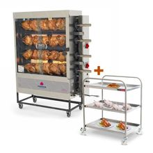 Assador De Frango Gás 4 Espetos Infra Pr-621 Progás + Carrinho Inox Imeca Bivolt