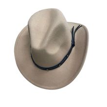 Chapéu Country Western Cowboy Hat Unisex Aba Pequeno Fita Em Couro, Lady Jazz Caps, Cavalheiro Retro, Inverno Cor:begees